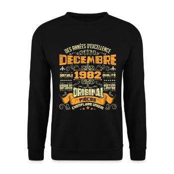 VINTAGE DÉCEMBRE 1982 ORIGINAL PIÈCES - Sweat-shirt Unisexe - noir - Devant - Alina (178cm) & Michal (187cm)
