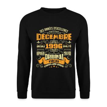 VINTAGE DÉCEMBRE 1996 ORIGINAL PIÈCES - Sweat-shirt Unisexe - noir - Devant - Alina (178cm) & Michal (187cm)