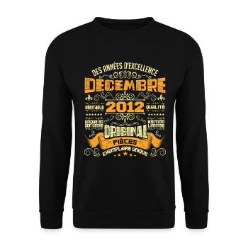 VINTAGE DÉCEMBRE 2012 ORIGINAL PIÈCES - Sweat-shirt Unisexe - noir - Devant - Alina (178cm) & Michal (187cm)