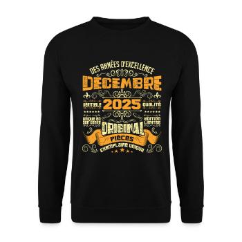 MILLÉSIME DÉCEMBRE 2025 ORIGINAL PIÈCES - Sweat-shirt Unisexe - noir - Devant - Alina (178cm) & Michal (187cm)