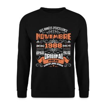 Novembre 1988 - Sweat-shirt Unisexe - noir - Devant - Alina (178cm) & Michal (187cm)