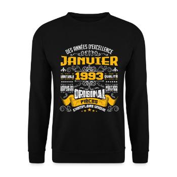 JANVIER 1993 | ORIGINAL PIÈCES - Sweat-shirt Unisexe - noir - Devant - Alina (178cm) & Michal (187cm)