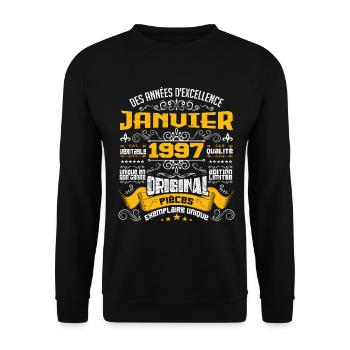 JANVIER 1997 | ORIGINAL PIÈCES - Sweat-shirt Unisexe - noir - Devant - Alina (178cm) & Michal (187cm)