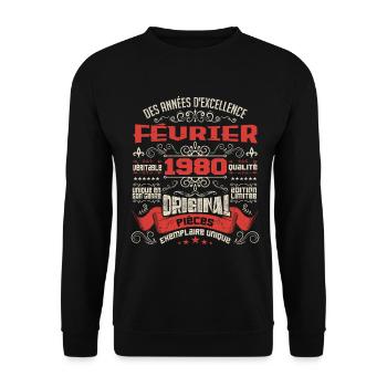 Février 1980 | Des Années D'excellence - Sweat-shirt Unisexe - noir - Devant - Alina (178cm) & Michal (187cm)