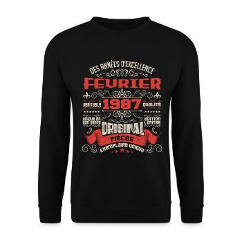 Février 1987 | Des Années D'excellence - Sweat-shirt Unisexe - noir - Devant - Alina (178cm) & Michal (187cm)