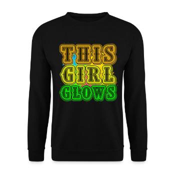 This Girl Glows Party 80er vintage farbenfrohes - Unisex Pullover - Schwarz - Vorne - Alina (178cm) & Michal (187cm)