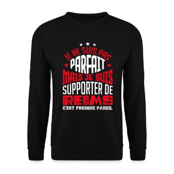 Cadeau Supporter de Reims Foot - Sweat-shirt Unisexe - noir - Devant - Alina (178cm) & Michal (187cm)