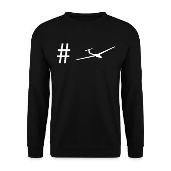 Hashtag - Segelflugzeug - - Unisex Pullover - Schwarz - Vorne - Alina (178cm) & Michal (187cm)