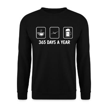 365 Tage im Jahr - Bier - Segelflugzeug - - Unisex Pullover - Schwarz - Vorne - Alina (178cm) & Michal (187cm)