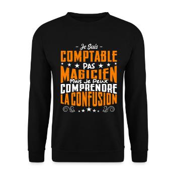 Je Suis Comptable Pas Magicien - Sweat-shirt Unisexe - noir - Devant - Alina (178cm) & Michal (187cm)