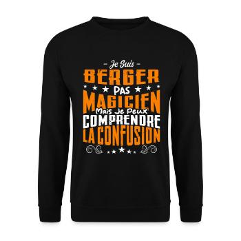 Je Suis Berger Pas Magicien - Sweat-shirt Unisexe - noir - Devant - Alina (178cm) & Michal (187cm)