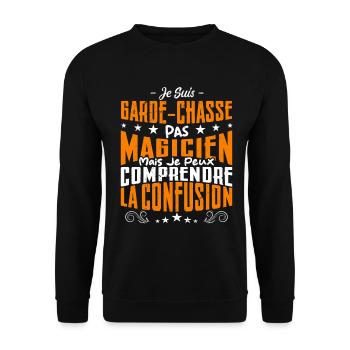 Je Suis Garde-Chasse Pas Magicien - Sweat-shirt Unisexe - noir - Devant - Alina (178cm) & Michal (187cm)