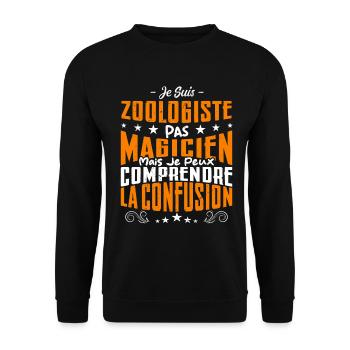 Je Suis Zoologiste Pas Magicien - Sweat-shirt Unisexe - noir - Devant - Alina (178cm) & Michal (187cm)