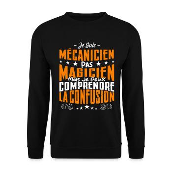 Je Suis Mécanicien Pas Magicien - Sweat-shirt Unisexe - noir - Devant - Alina (178cm) & Michal (187cm)
