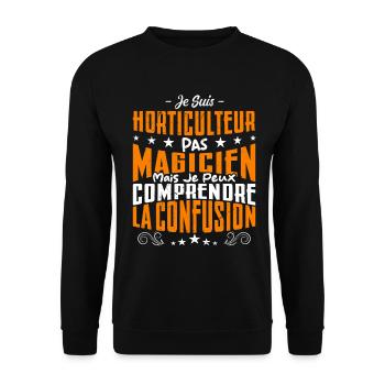 Je Suis Horticulteur Pas Magicien - Sweat-shirt Unisexe - noir - Devant - Alina (178cm) & Michal (187cm)