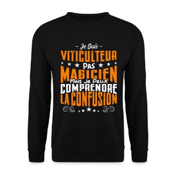 Je Suis Viticulteur Pas Magicien - Sweat-shirt Unisexe - noir - Devant - Alina (178cm) & Michal (187cm)