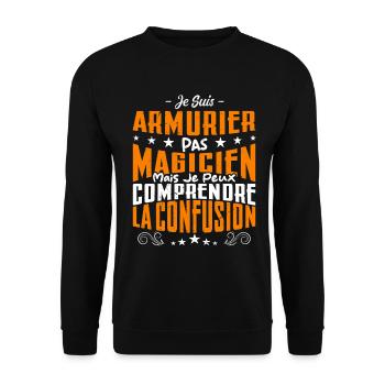 Je Suis Armurier Pas Magicien - Sweat-shirt Unisexe - noir - Devant - Alina (178cm) & Michal (187cm)