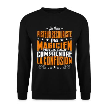 Je Suis Pisteur Secouriste Pas Magicien - Sweat-shirt Unisexe - noir - Devant - Alina (178cm) & Michal (187cm)
