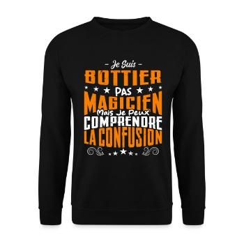 Je Suis Bottier Pas Magicien - Sweat-shirt Unisexe - noir - Devant - Alina (178cm) & Michal (187cm)