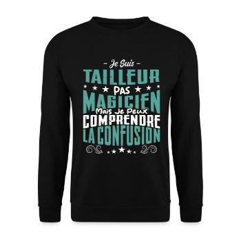 Je Suis Tailleur Pas Magicien - Sweat-shirt Unisexe - noir - Devant - Alina (178cm) & Michal (187cm)