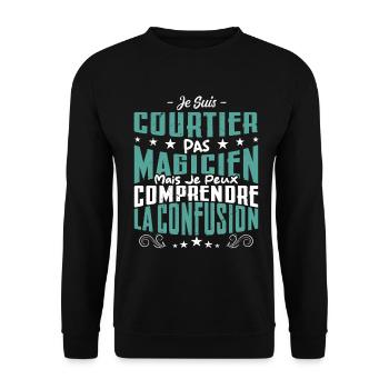 Je Suis Courtier Pas Magicien - Sweat-shirt Unisexe - noir - Devant - Alina (178cm) & Michal (187cm)
