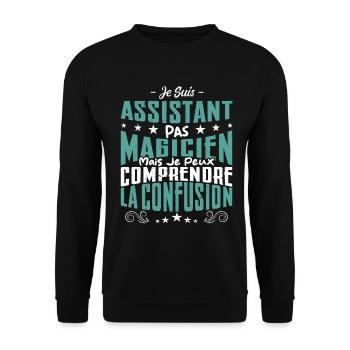 Je Suis Assistant Pas Magicien - Sweat-shirt Unisexe - noir - Devant - Alina (178cm) & Michal (187cm)