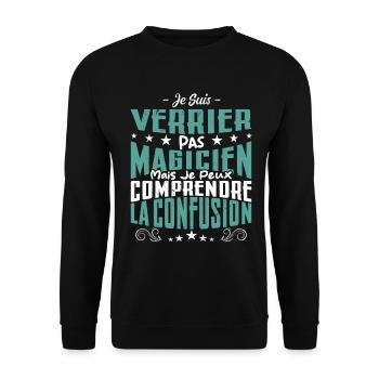 Je Suis Verrier Pas Magicien - Sweat-shirt Unisexe - noir - Devant - Alina (178cm) & Michal (187cm)