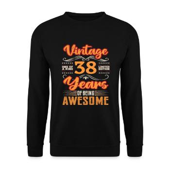 Vintage | 38 anniversaire idées cadeaux - Sweat-shirt Unisexe - noir - Devant - Alina (178cm) & Michal (187cm)