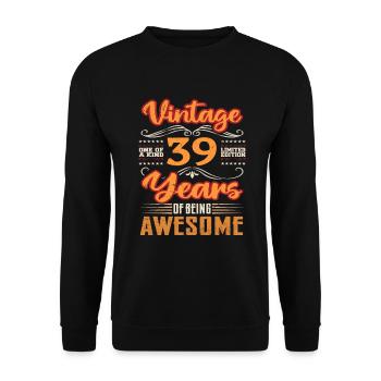 Vintage | 39 anniversaire idées cadeaux - Sweat-shirt Unisexe - noir - Devant - Alina (178cm) & Michal (187cm)
