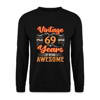 Vintage | 69 anniversaire idées cadeaux - Sweat-shirt Unisexe - noir - Devant - Alina (178cm) & Michal (187cm)