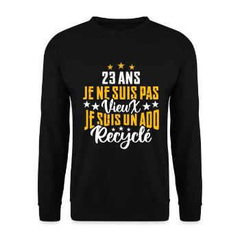 23 ans | Cadeau d'anniversaire | fête des pères - Sweat-shirt Unisexe - noir - Devant - Alina (178cm) & Michal (187cm)