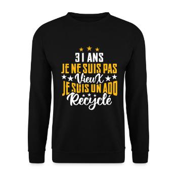 31 ans | Cadeau d'anniversaire | fête des pères - Sweat-shirt Unisexe - noir - Devant - Alina (178cm) & Michal (187cm)