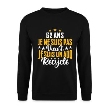 62 ans | Cadeau d'anniversaire | fête des pères - Sweat-shirt Unisexe - noir - Devant - Alina (178cm) & Michal (187cm)