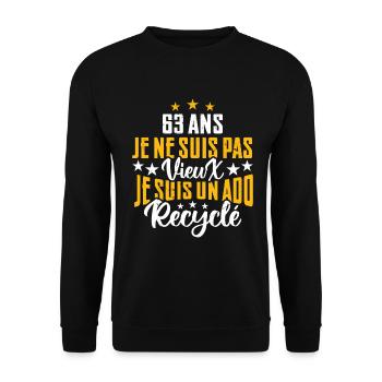 63 ans | Cadeau d'anniversaire | fête des pères - Sweat-shirt Unisexe - noir - Devant - Alina (178cm) & Michal (187cm)