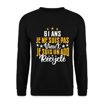 61 ans | Cadeau d'anniversaire | fête des pères - Sweat-shirt Unisexe - noir - Devant - Alina (178cm) & Michal (187cm)