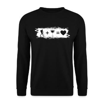 Grunge Rectangle - Herz - Wein - Frauenwandern - - Unisex Pullover - Schwarz - Vorne - Alina (178cm) & Michal (187cm)