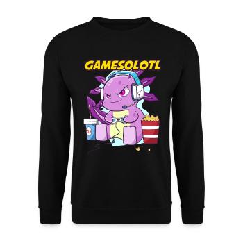 Gamesolotl Axolotl as Gamer with Headset Anime - Unisex Sweatshirt - black - Front - Alina (178cm) & Michal (187cm)