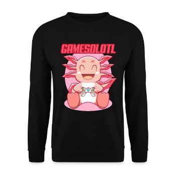 Gamesolotl Axolotl as Gamer with Headset Anime - Unisex Sweatshirt - black - Front - Alina (178cm) & Michal (187cm)