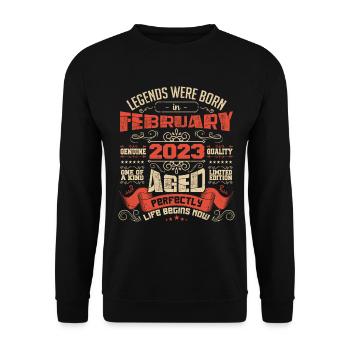 Legends were born in February 2023 | gift - Unisex Sweatshirt - black - Front - Alina (178cm) & Michal (187cm)