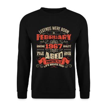 Legends were born in February 1967 | gift - Sweat-shirt Unisexe - noir - Devant - Alina (178cm) & Michal (187cm)