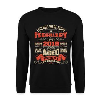 Legends were born in February 2018 | gift - Unisex Sweatshirt - black - Front - Alina (178cm) & Michal (187cm)