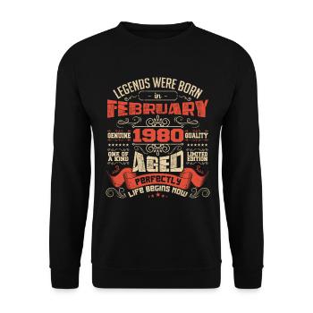 Legends were born in February 1980 | gift - Sweat-shirt Unisexe - noir - Devant - Alina (178cm) & Michal (187cm)