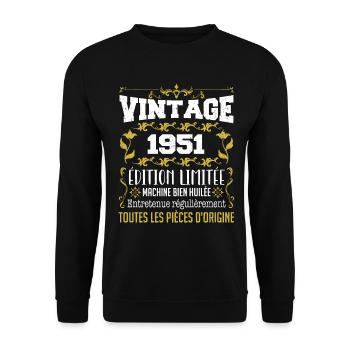 vintage 1951 | Toutes Les Pièces D'origine - Sweat-shirt Unisexe - noir - Devant - Alina (178cm) & Michal (187cm)