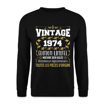 vintage 1974 | Toutes Les Pièces D'origine - Sweat-shirt Unisexe - noir - Devant - Alina (178cm) & Michal (187cm)