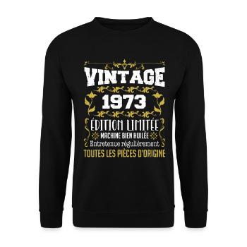 vintage 1973 | Toutes Les Pièces D'origine - Sweat-shirt Unisexe - noir - Devant - Alina (178cm) & Michal (187cm)