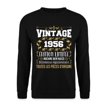 vintage 1956 | Toutes Les Pièces D'origine - Sweat-shirt Unisexe - noir - Devant - Alina (178cm) & Michal (187cm)