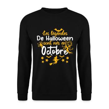 Les Légendes de halloween sont nés en octobre - Sweat-shirt Unisexe - noir - Devant - Alina (178cm) & Michal (187cm)