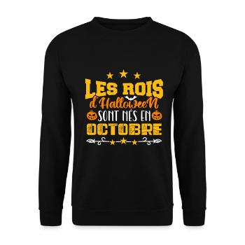 Les Rois D’halloween sont nés en octobre - Sweat-shirt Unisexe - noir - Devant - Alina (178cm) & Michal (187cm)
