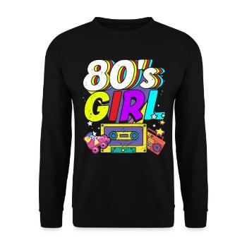 Women 80s girl 80s Themes Party Vintage 1980s - Unisex Sweatshirt - black - Front - Alina (178cm) & Michal (187cm)