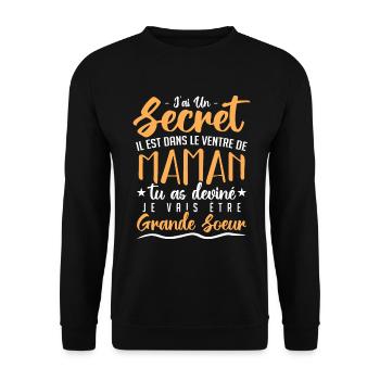 j'ai un secret il est dans le ventre de maman - Sweat-shirt Unisexe - noir - Devant - Alina (178cm) & Michal (187cm)